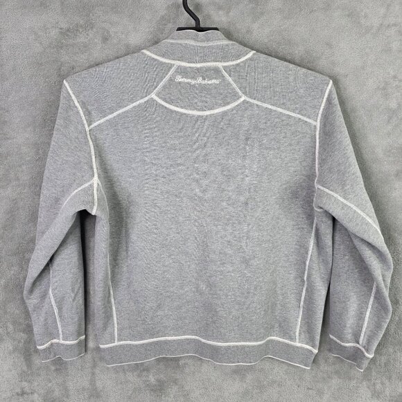 Mens Tommy Bahama Gray Reversible 1/2 Zip Pullover Sweatshirt Long Sleeve XL - Picture 5 of 8